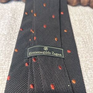 Ermenegildo Zegna Black Tie with Red and Orange Accents